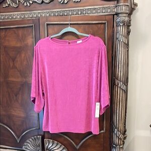 Chico's Pink 3/4 Sleeve Boxy Blouse
